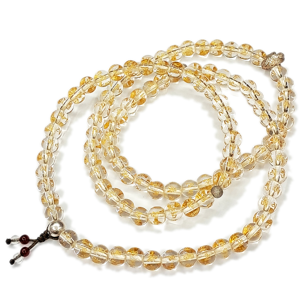 吉祥結925純銀+六字真言水晶108念珠6mm【十方】148783