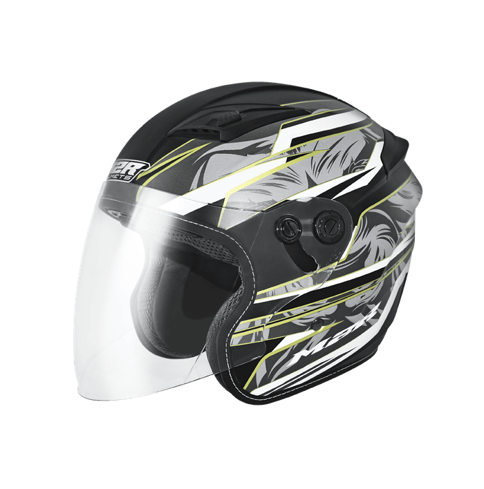 M2R J-7 #1 消光黑黃 彩繪 3/4罩 快速插扣