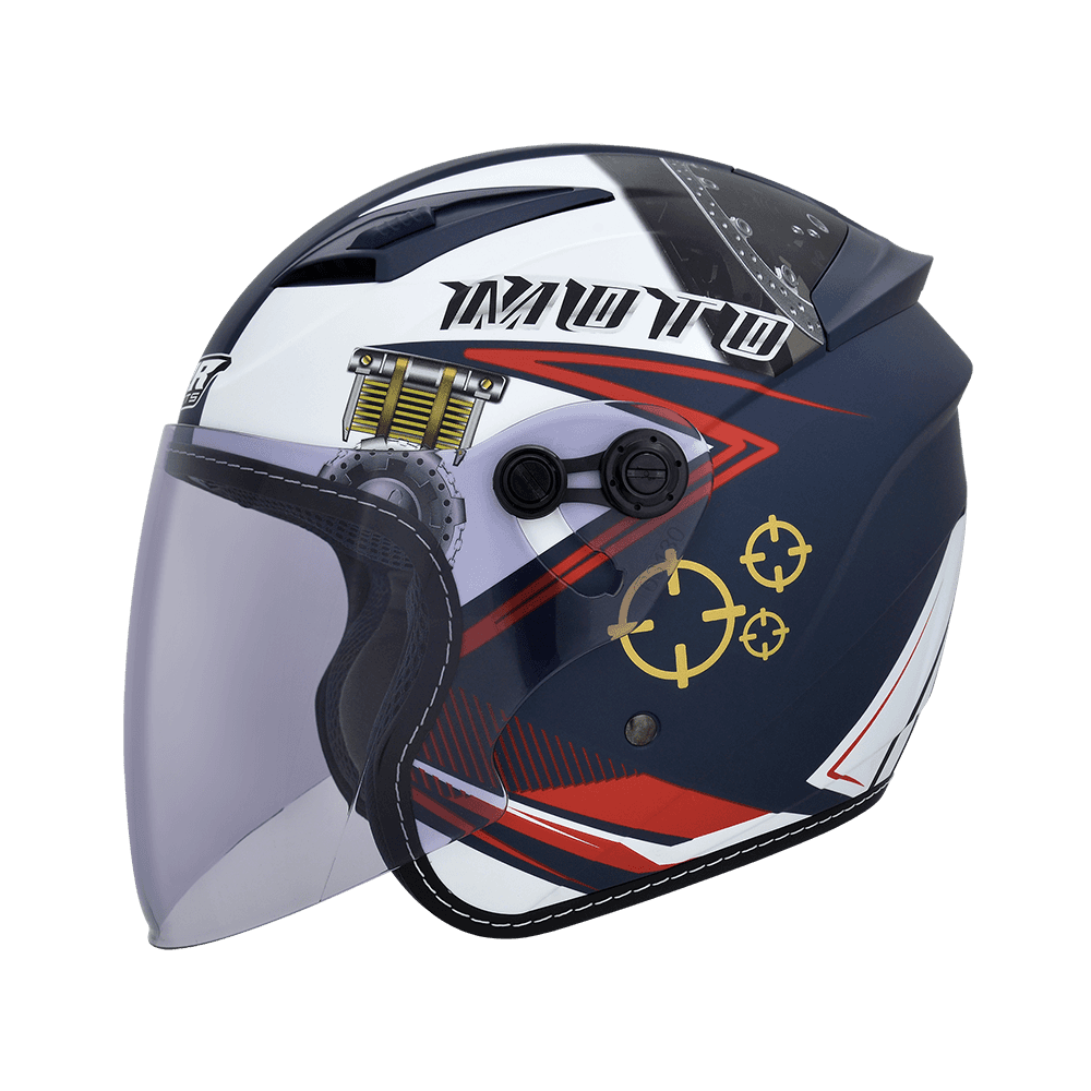 M2R J-7 #2 加大版 消光藍白紅 彩繪 3/4罩 快速插扣