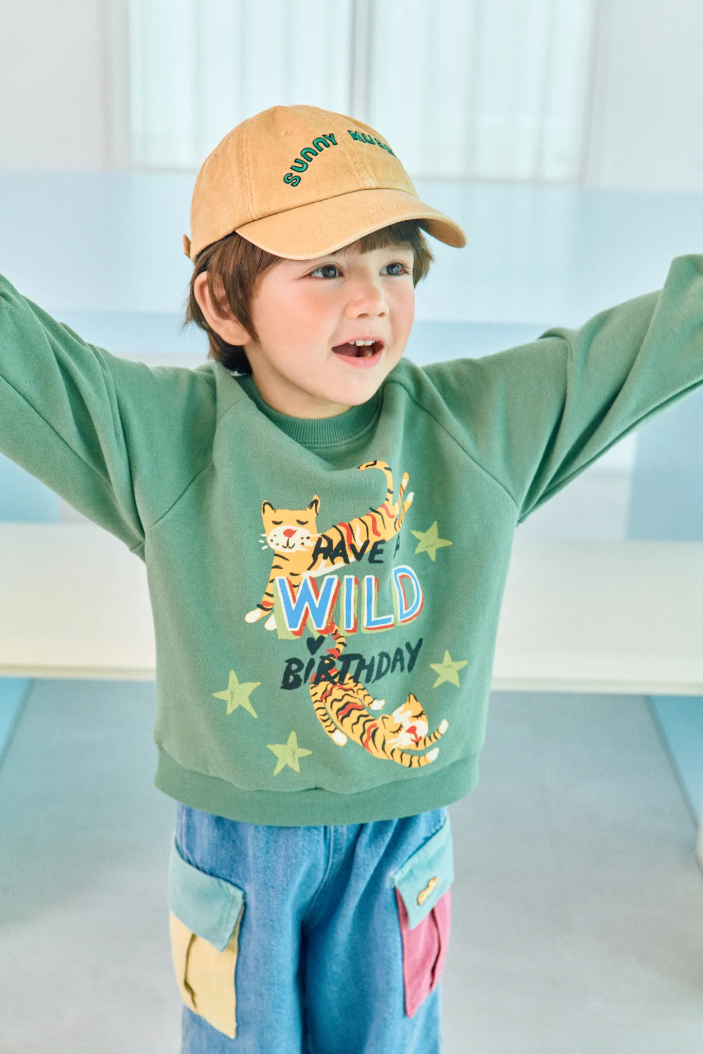 韓國 1st Blue-秋款手繪小老虎衛衣-男寶