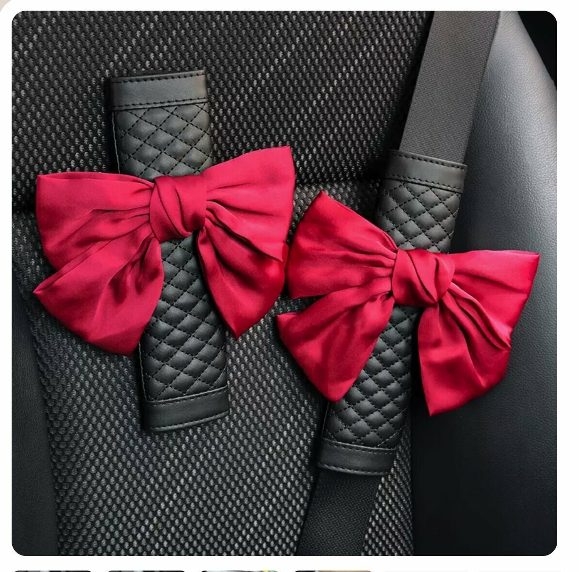 Hot Recommendation [1 Pair Pack] Car Safety Shoulder Belt Cover (Big Red Bow)