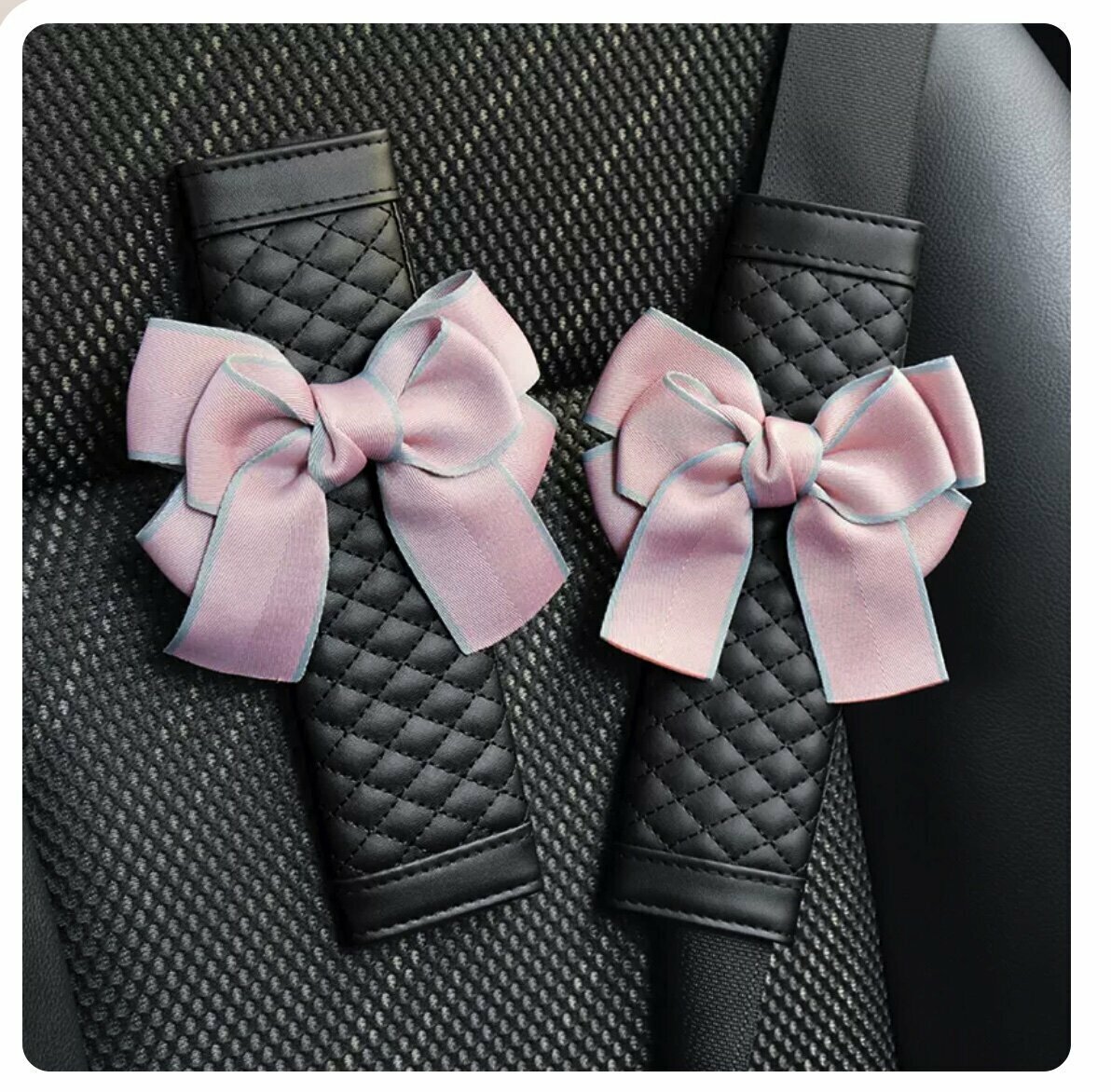 Hot Recommendation [1 Pair Pack] Car Safety Shoulder Belt Cover (Pink Bow)
