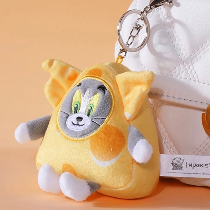 TOM AND JERRY 湯姆貓與傑利鼠 乳酪造型 10CM吊飾 鑰匙圈 毛絨 華威正版授權/代購