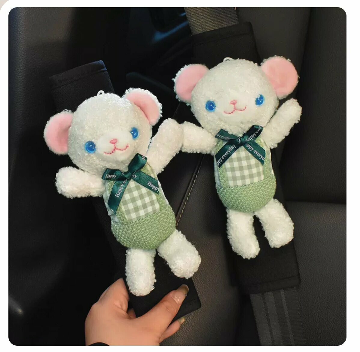 Hot Recommendation [1 Pair Pack] Car Seat Belt Shoulder Cover (Green Bear)