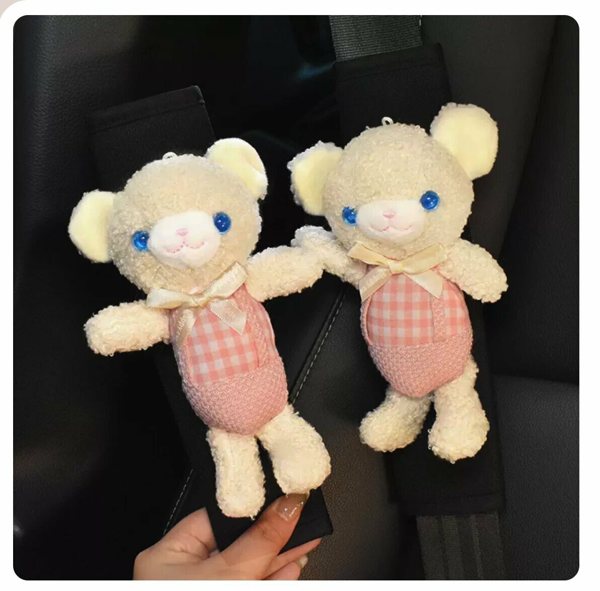 Hot Style [1 Pair Pack] Car Seat Belt Shoulder Cover (Pink Bear)