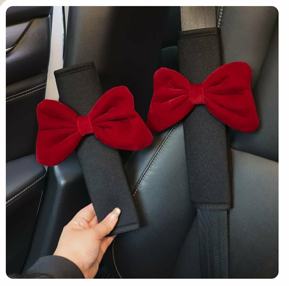 Hot Style [2 Pack] Car Seat Belt Shoulder Cover (Red Knot)