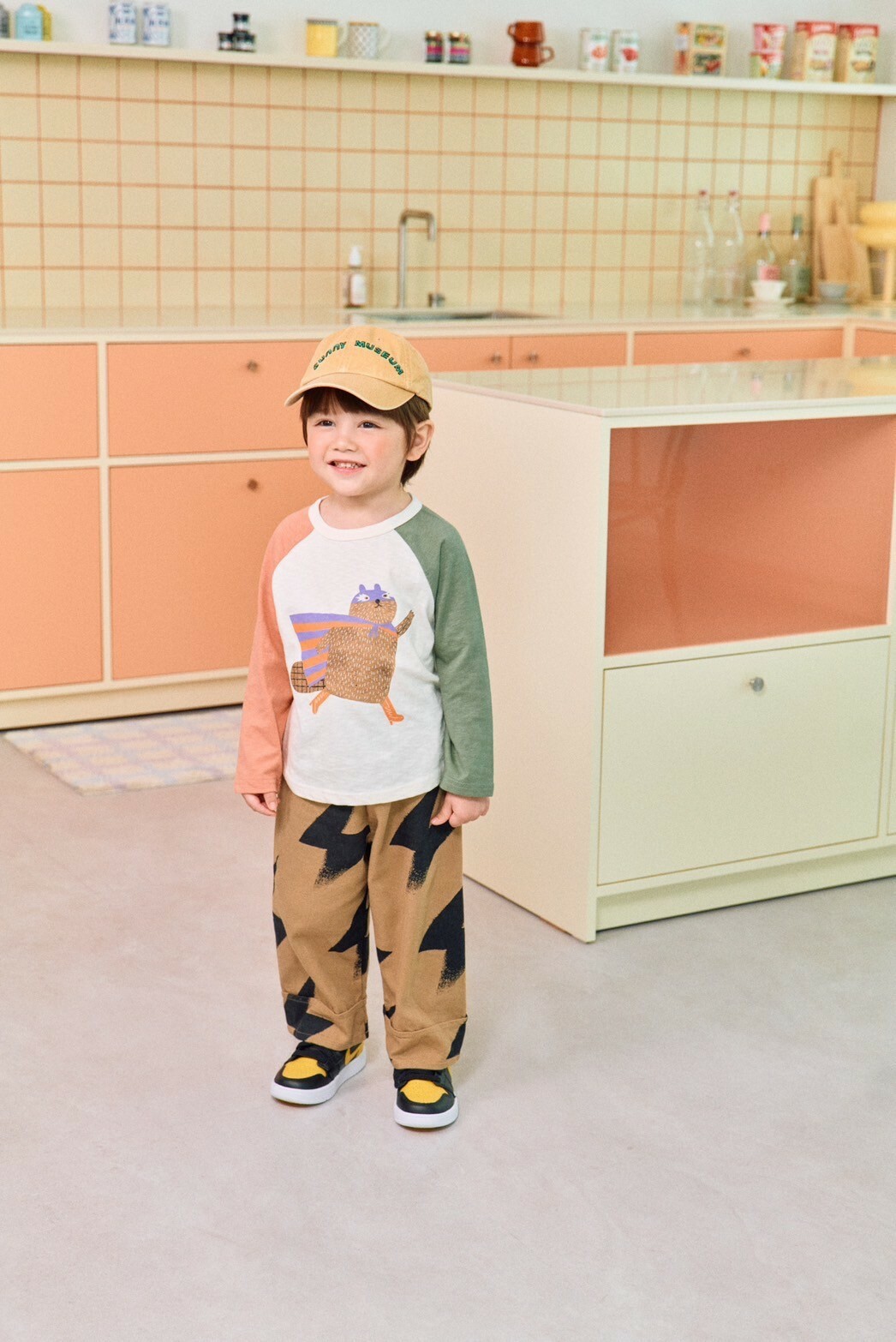 韓國 1st Blue-秋款童趣動物撞色上衣-松鼠超人