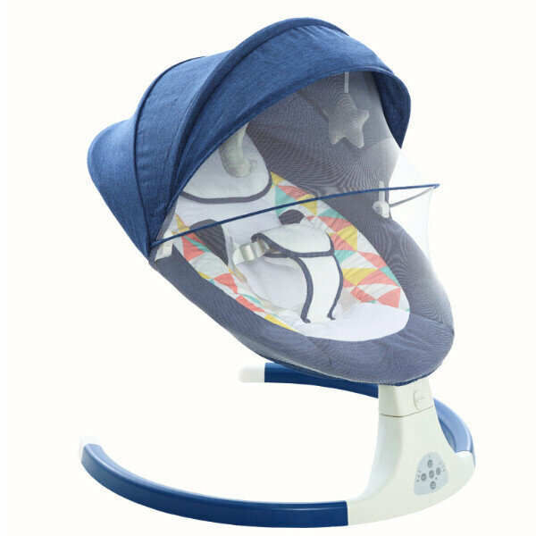 The popular baby electric rocking chair is removable and washable (blue flagship version)