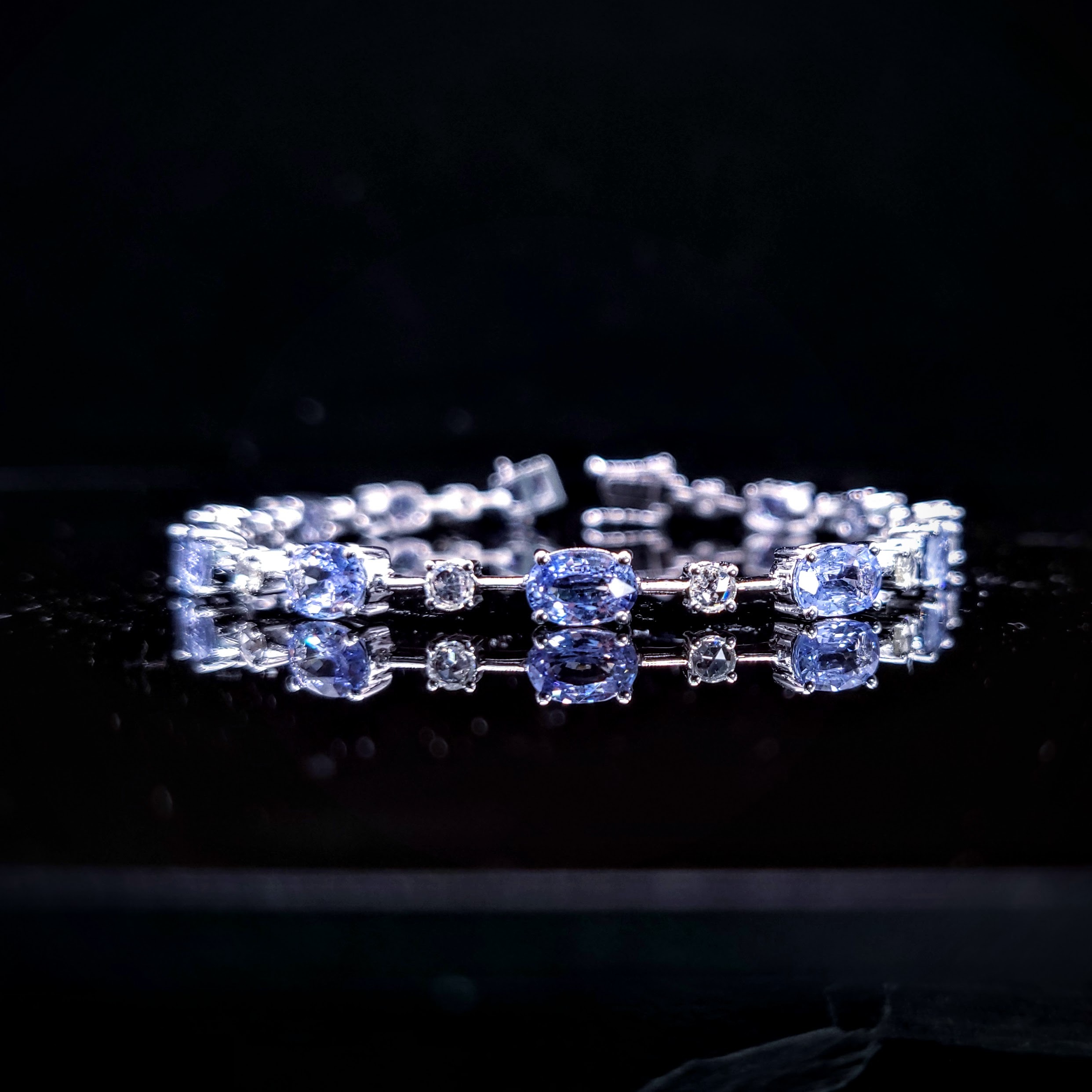 18K White Gold 6.48ct Sapphire and Diamond Bracelet