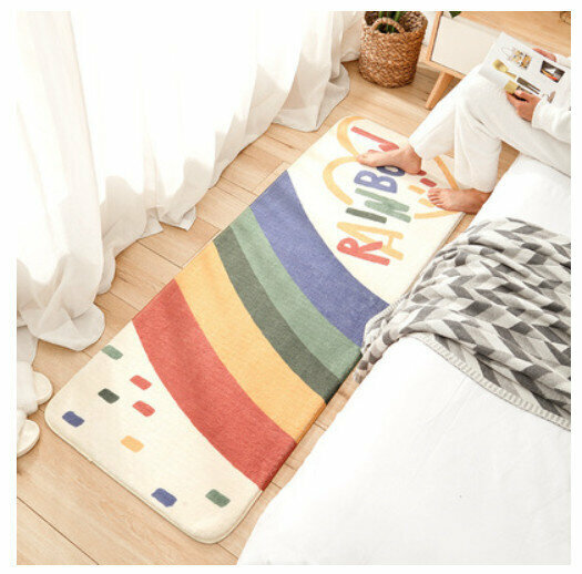 Popular lambswool soundproof non-slip carpet floor mat (Rainbow Sky) Size: 60*180CM)