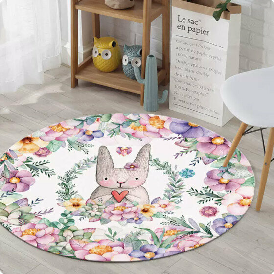 Popular high-end luxury carpet (120x120cm round) (ZM22-3 round rabbit)