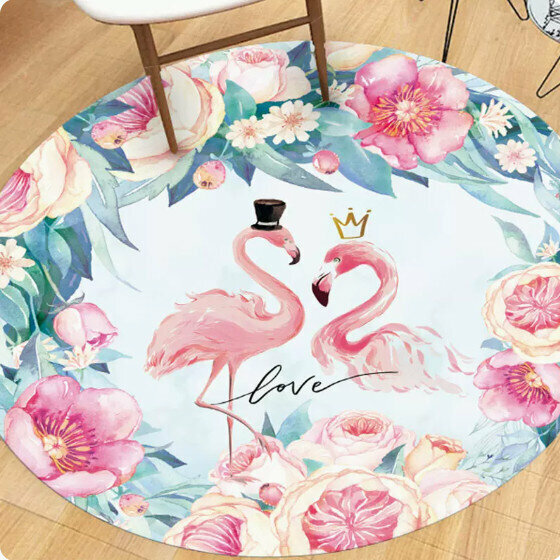 Popular high-end light luxury carpet (80x80cm round) (ZM21-3 round flamingo)