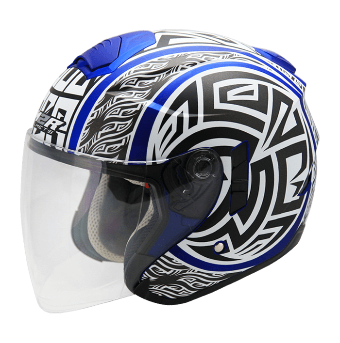 M2R FR-1 #1 阿茲特克 消光藍銀 彩繪 3/4罩 內墨片款式