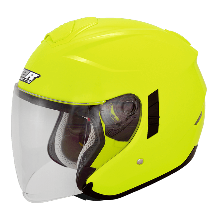 M2R FR-1 螢光黃 素色 3/4罩 內墨片款式