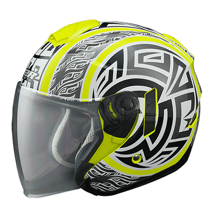 M2R FR-1 #1 阿茲特克 螢光黃銀 彩繪 3/4罩 內墨片款式