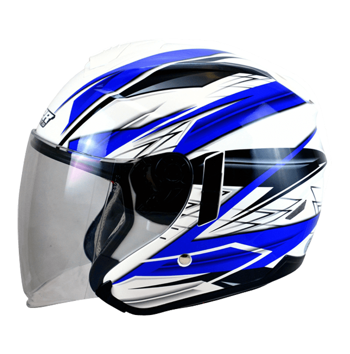 M2R FR-1 #9 雷霆 白藍 彩繪 3/4罩 內墨片款式