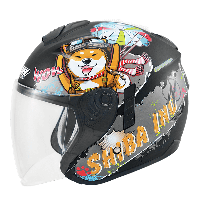 M2R FR-1 #12 柴犬 消光黑 彩繪 3/4罩 內墨片款式