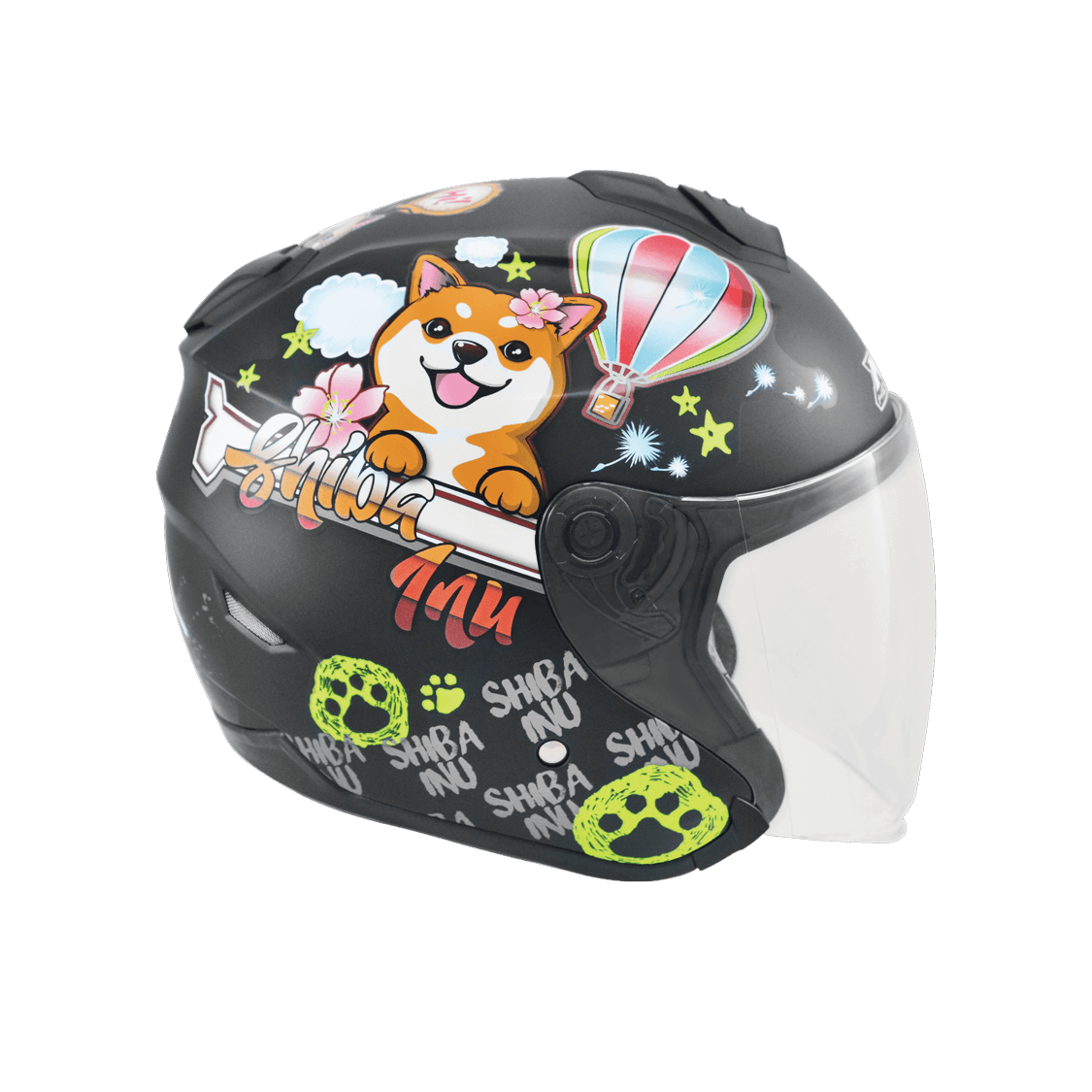 M2R FR-1 #12 柴犬 消光黑 彩繪 3/4罩 內墨片款式