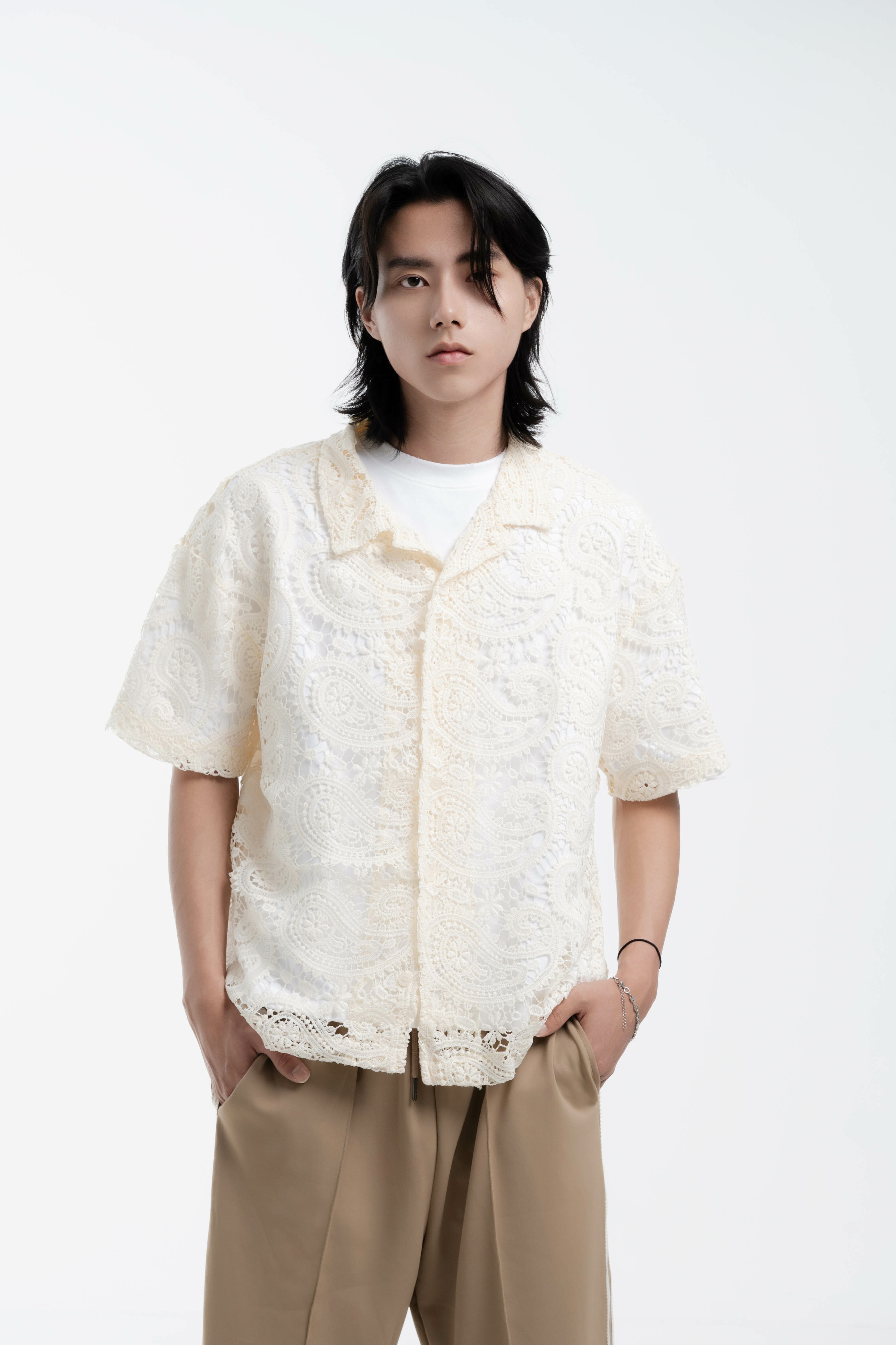 SIMON MADE TS-2448 變形蟲 針織 鏤空 襯衫