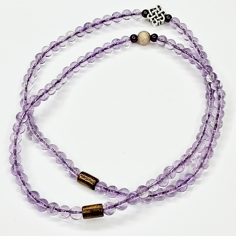 金珊瑚+吉祥結925純銀 +薰衣草紫晶108念珠5mm【十方】122784