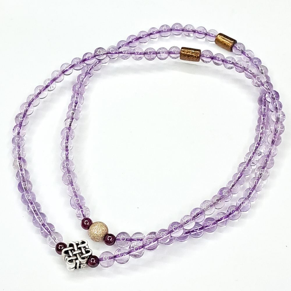 金珊瑚+吉祥結925純銀 +薰衣草紫晶108念珠5mm【十方】122784