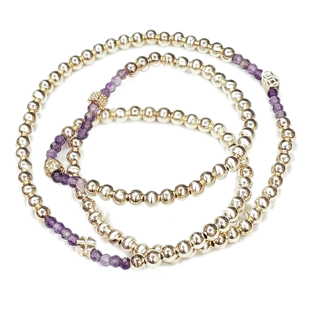 紫晶+圓珠925銀108念珠4mm【十方】146755