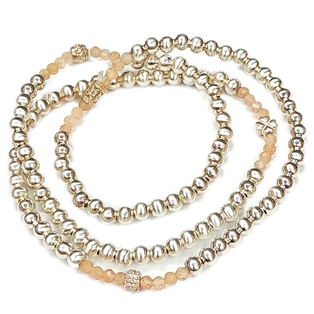 太陽石+圓珠925銀108念珠4mm【十方】146757