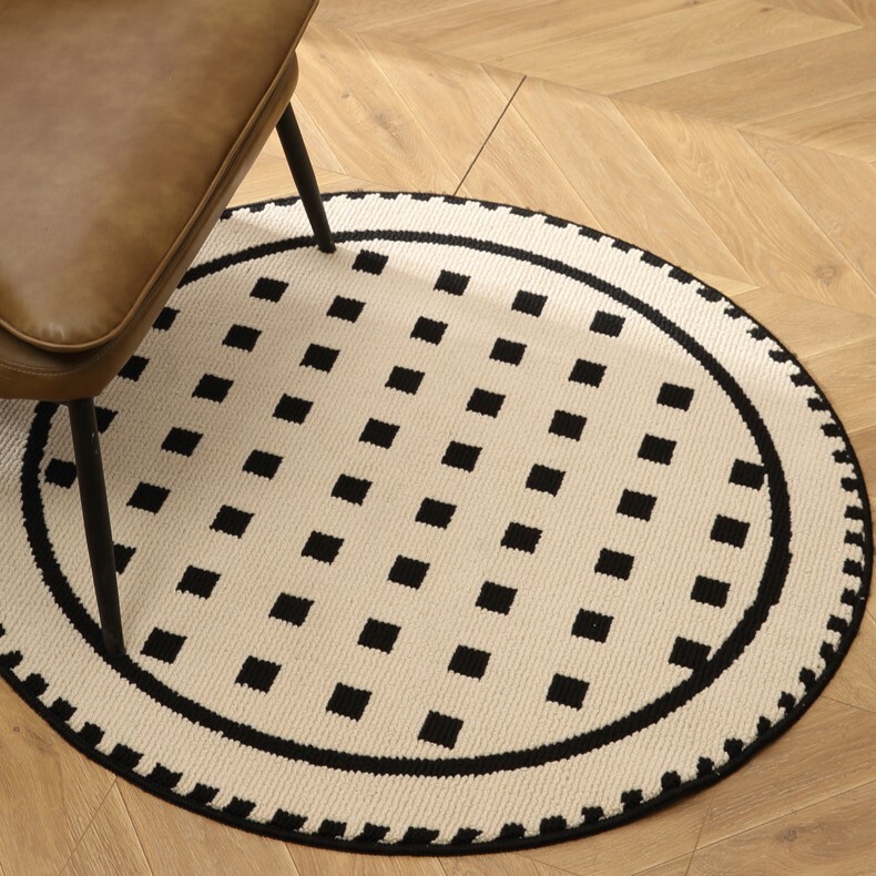 《4709》法式奶油風圆形地毯((仿羊絨))