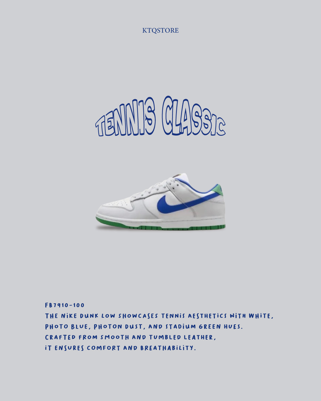 KTQ STORE ‧Nike Dunk Low "Tennis Classic" 白藍網球 FB7910-100