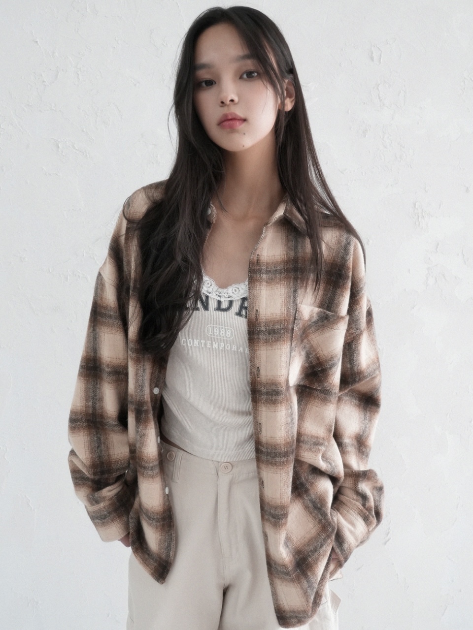 <預購> 韓國AVANDRESS高磅法蘭絨格紋襯衫外套#襯衫