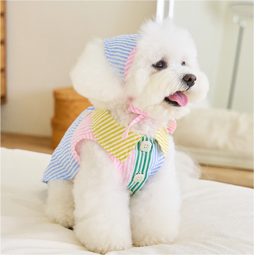 Noutti 彩色條紋拼接領巾（藍色S）