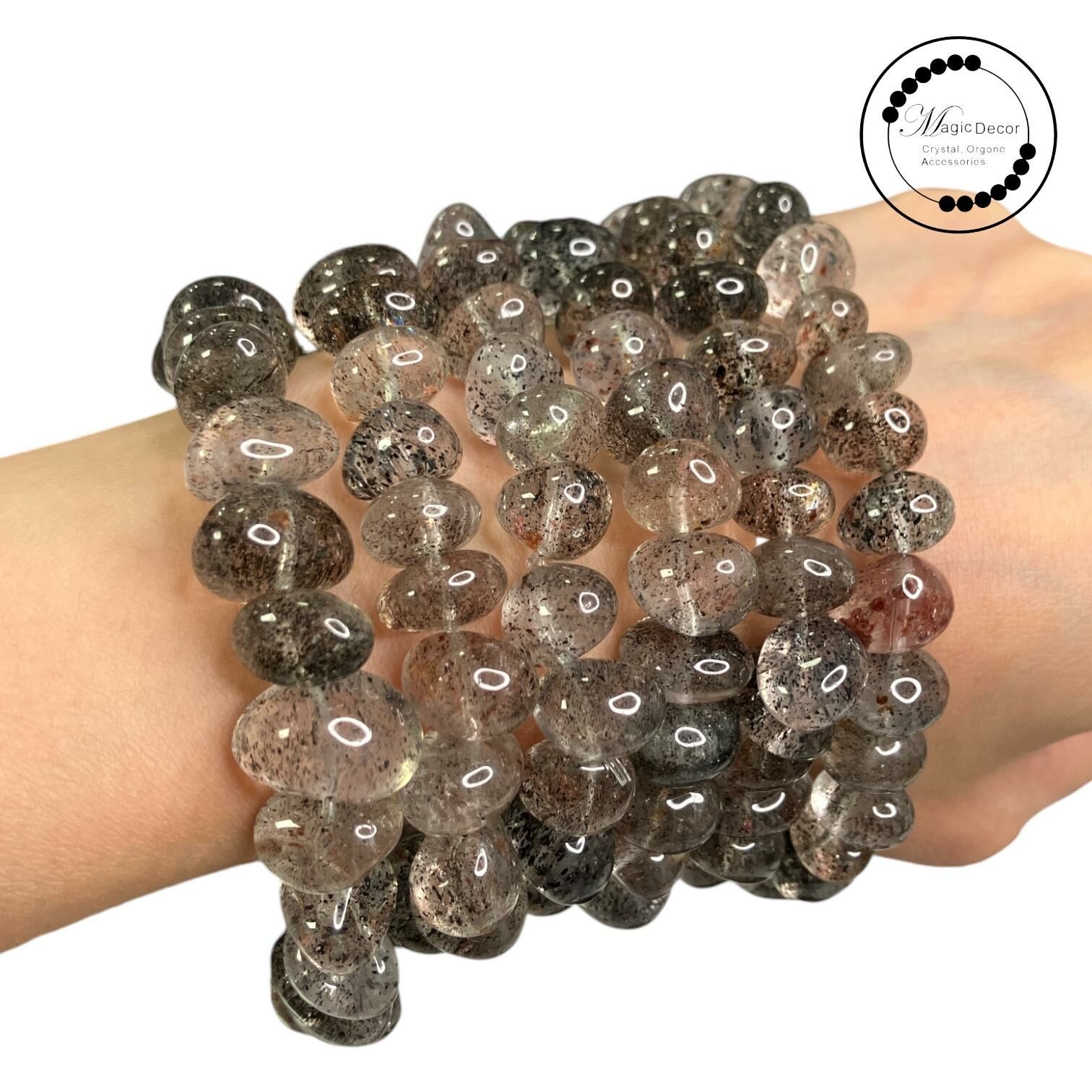 250703 - A15 黑雲母超7原石冰透煙花超共生藥王石手串（天然礦石不退不換非誠勿擾）