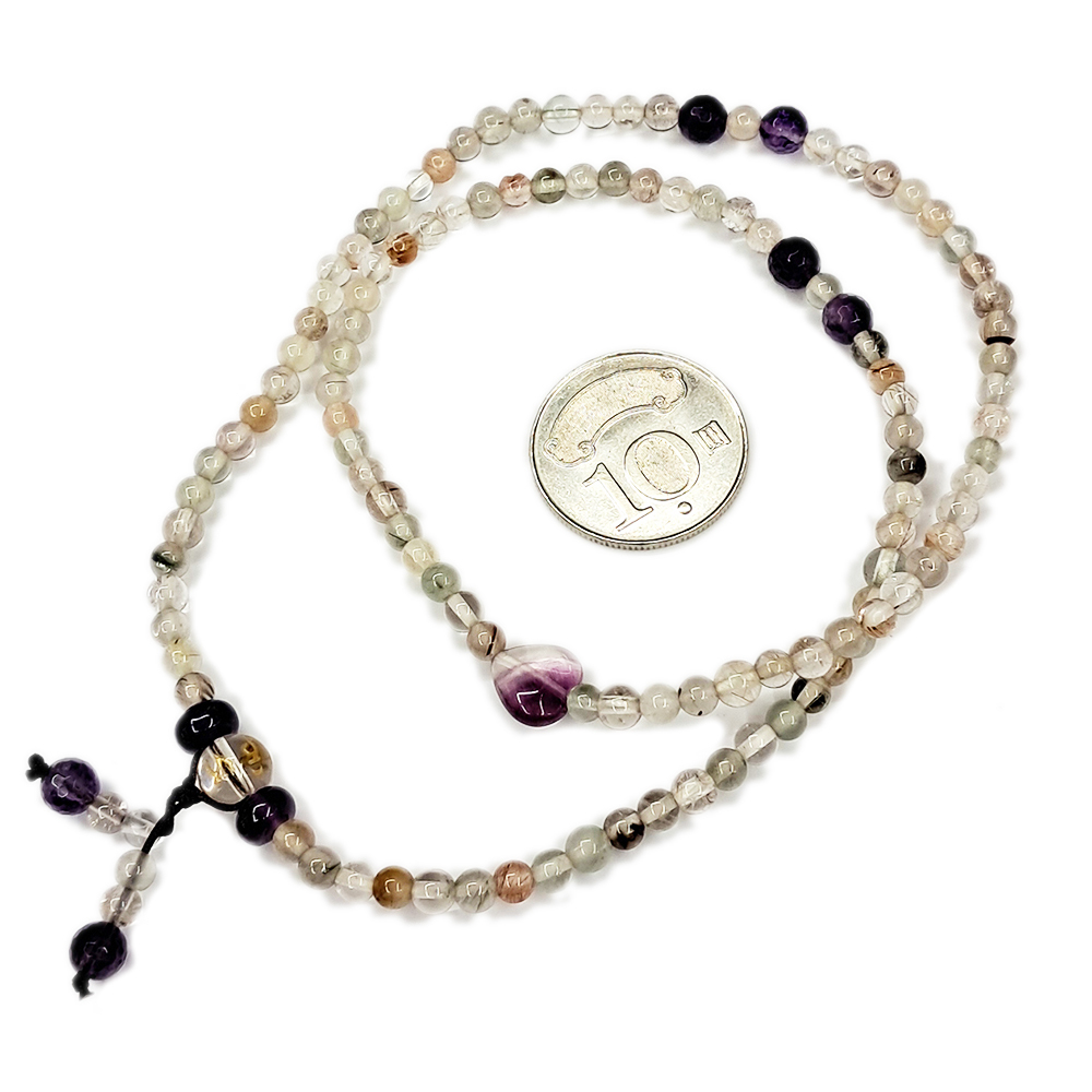 六字真言+綠幽靈水晶108念珠5mm【十方】150392