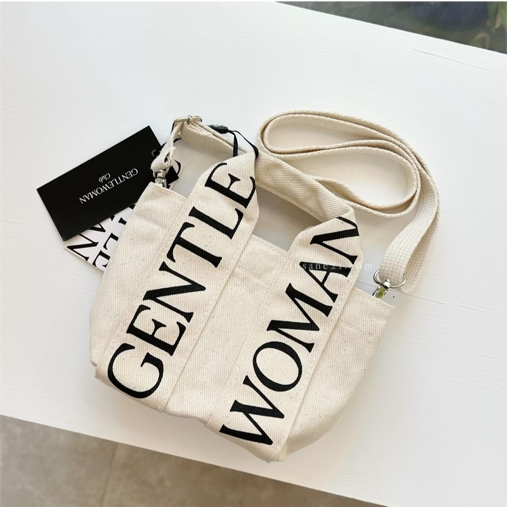 泰國 GENTLE WOMAN 小托特包 手提包 帆布 米白//黑