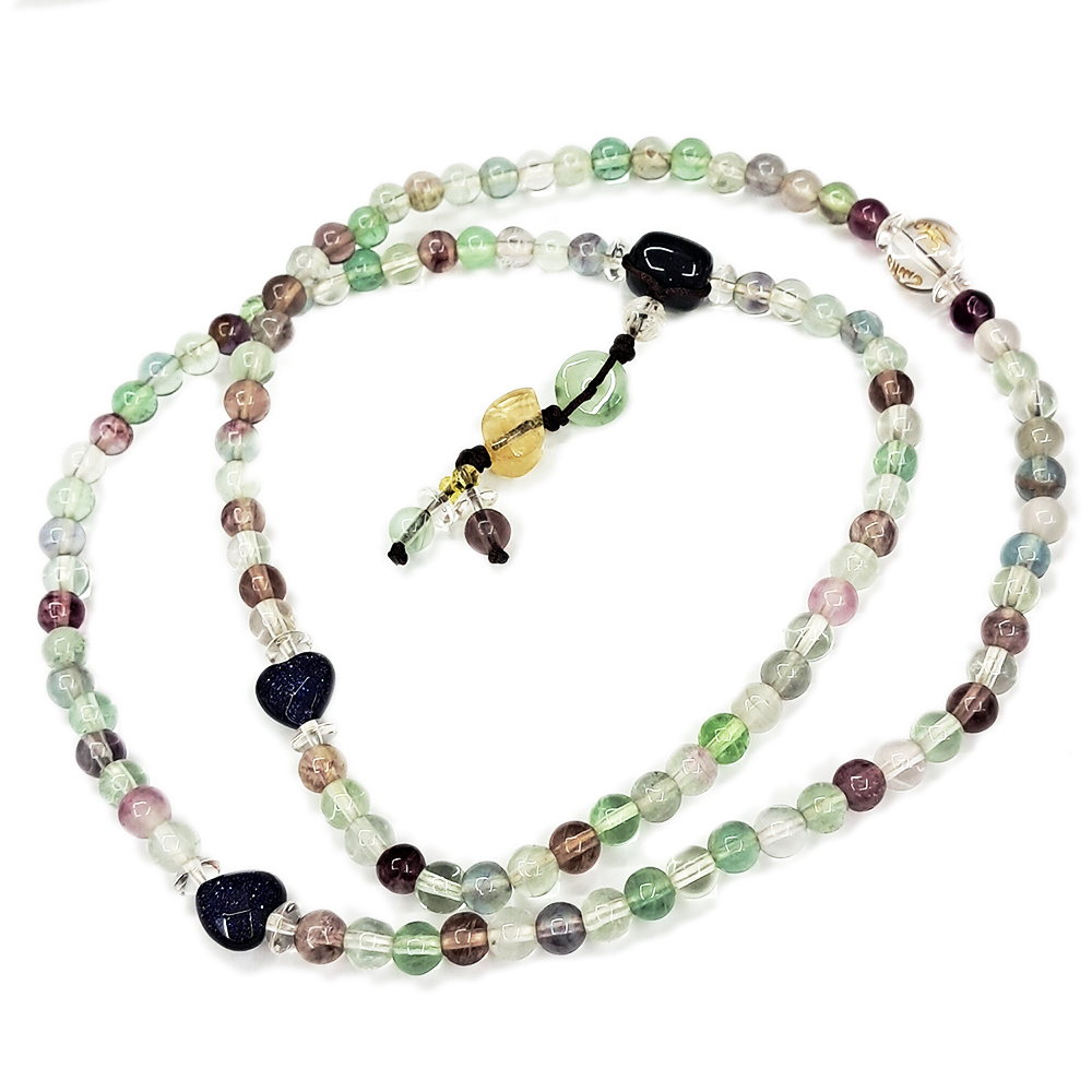 六字真言{硨磲}&彩虹螢石108念珠6mm【十方】124016