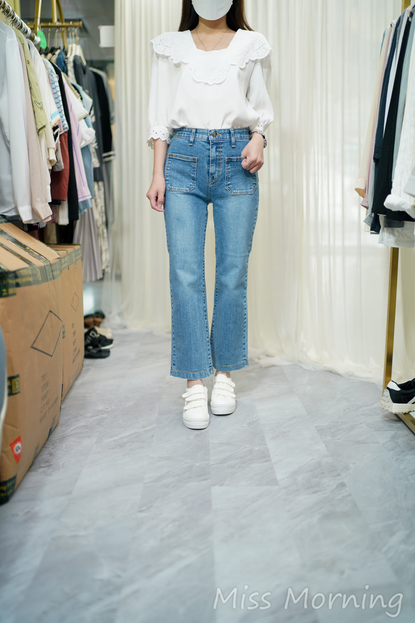 通花領中袖款上衣(14102)