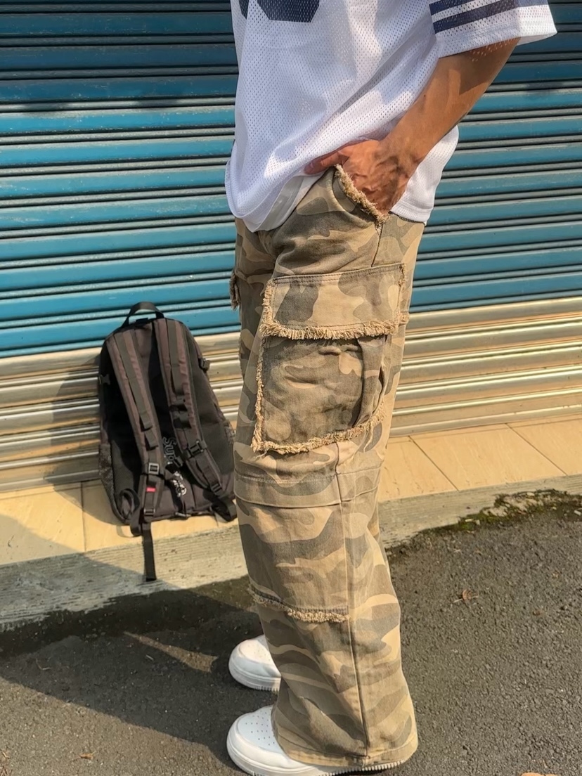 Camo 側口袋 砲彈 迷彩 牛仔褲