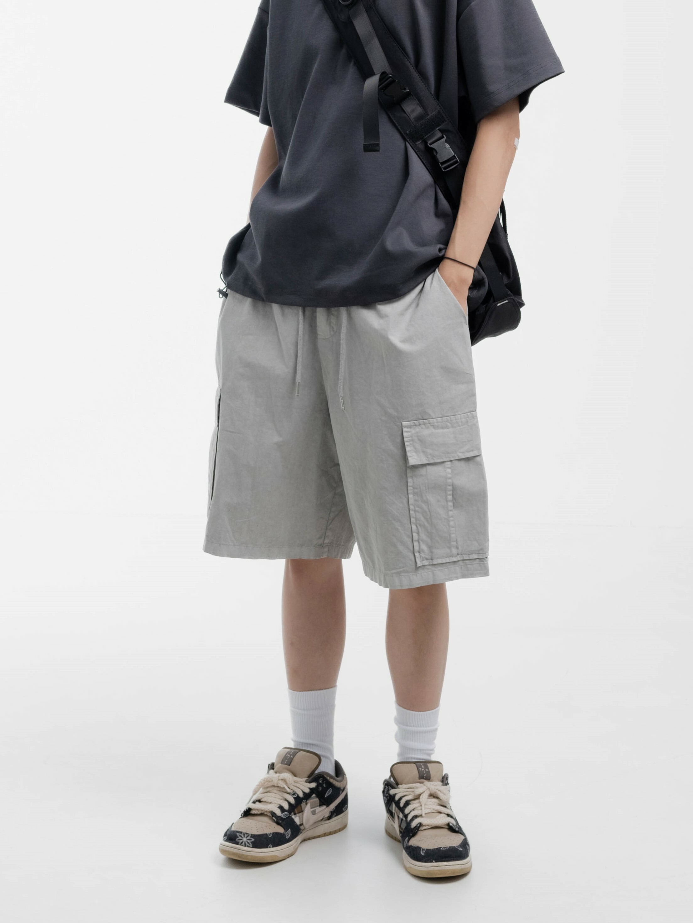 SIMON MADE BS-2407 髒染 做舊 尼龍 工作 短褲