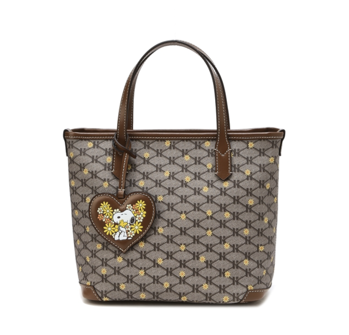 韓國Hazzys x The Peanuts Snoopy Signature Pattern Brown真皮