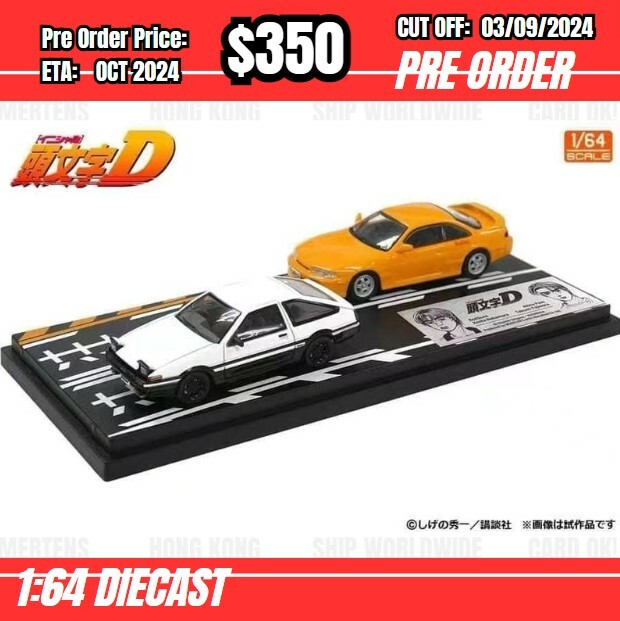 PO-$350  * Modeler's * 1:64 Initial D set Toyota Sprinter Trueno AE86 + Nissan Silvia S14 [OD01/09]
