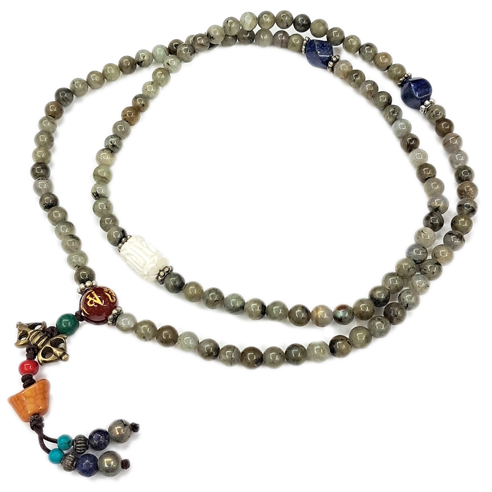 青金石&佛光石108念珠6mm【十方】123426