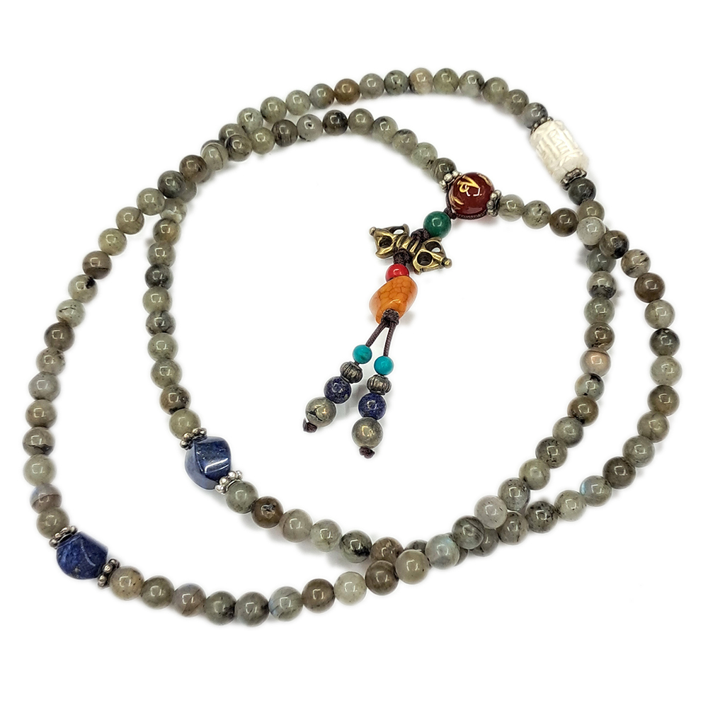 青金石&佛光石108念珠6mm【十方】123426