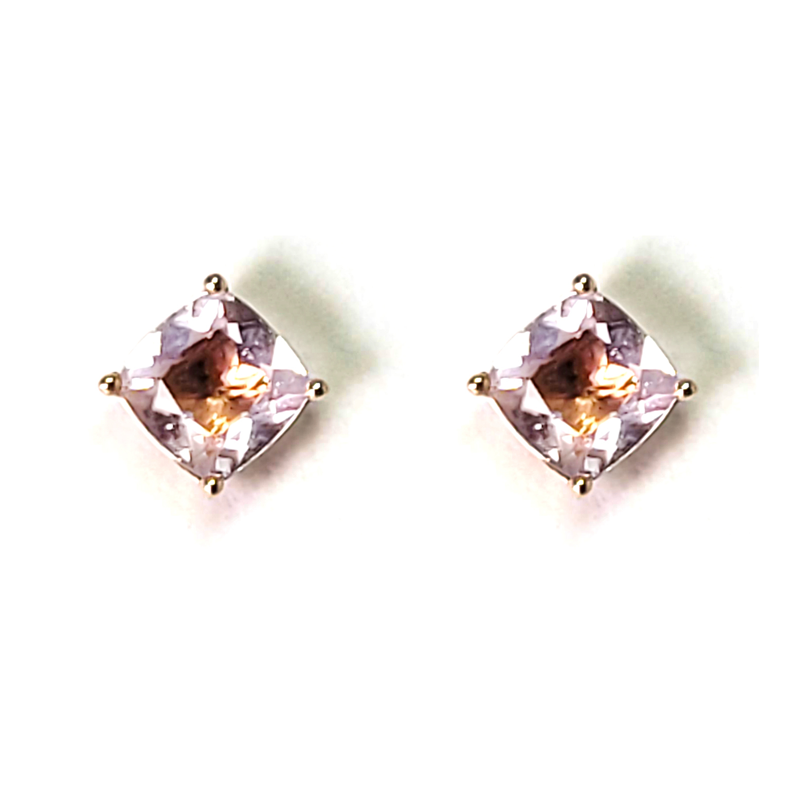 18K白金天然鑽石摩根石耳環