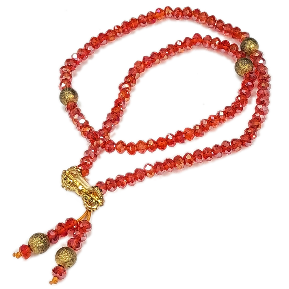 金剛杵+晶鑽紅琉璃108念珠4mm【十方】147762