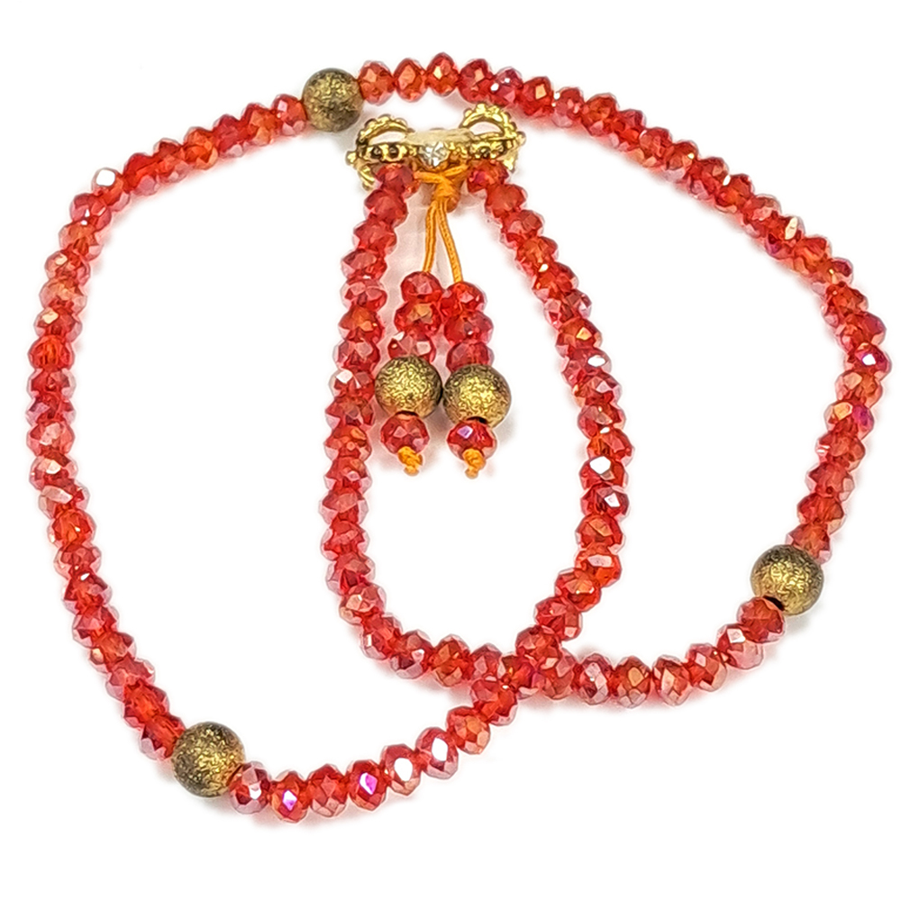 金剛杵+晶鑽紅琉璃108念珠4mm【十方】147762