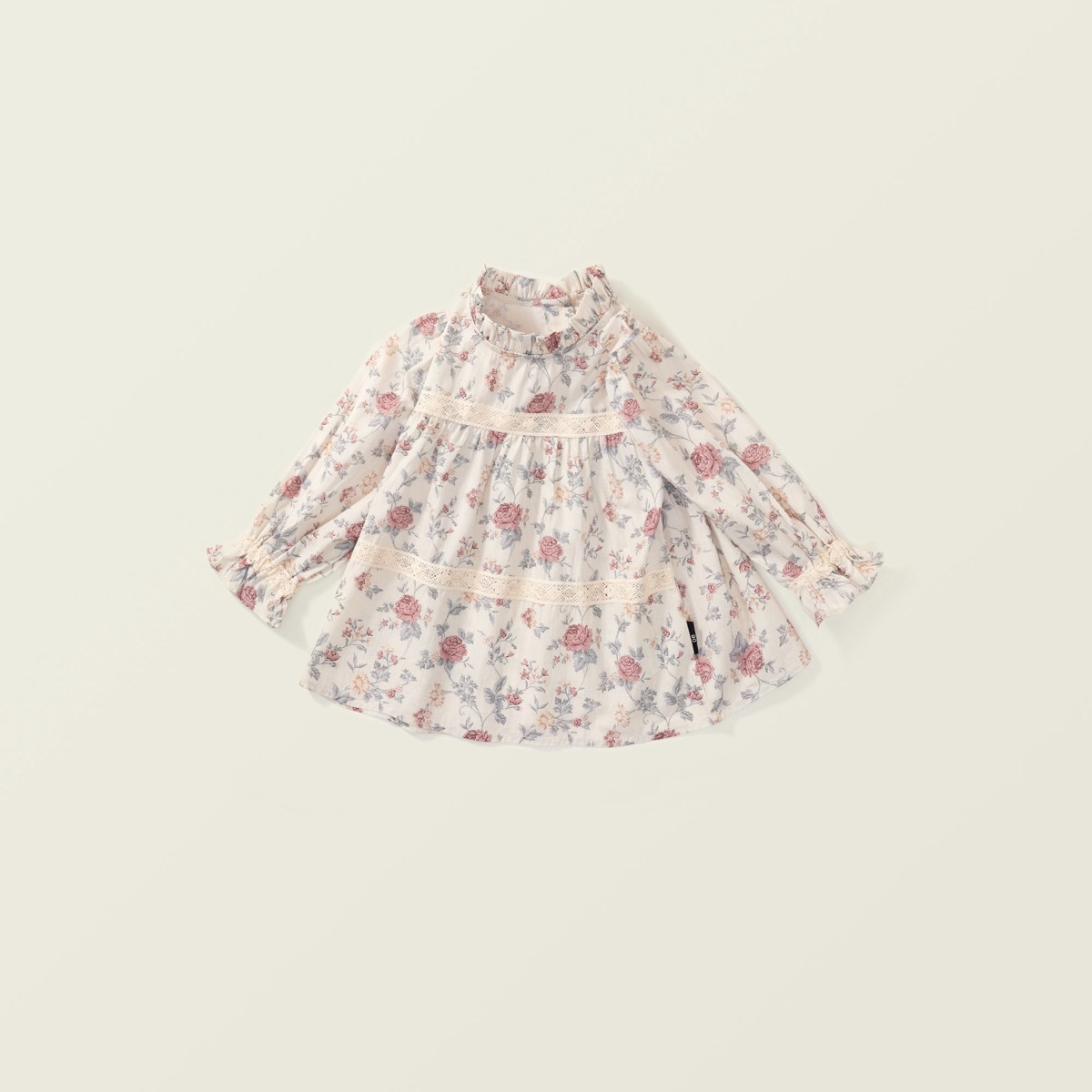 【限量】玫瑰拼接蕾絲長袖上衣