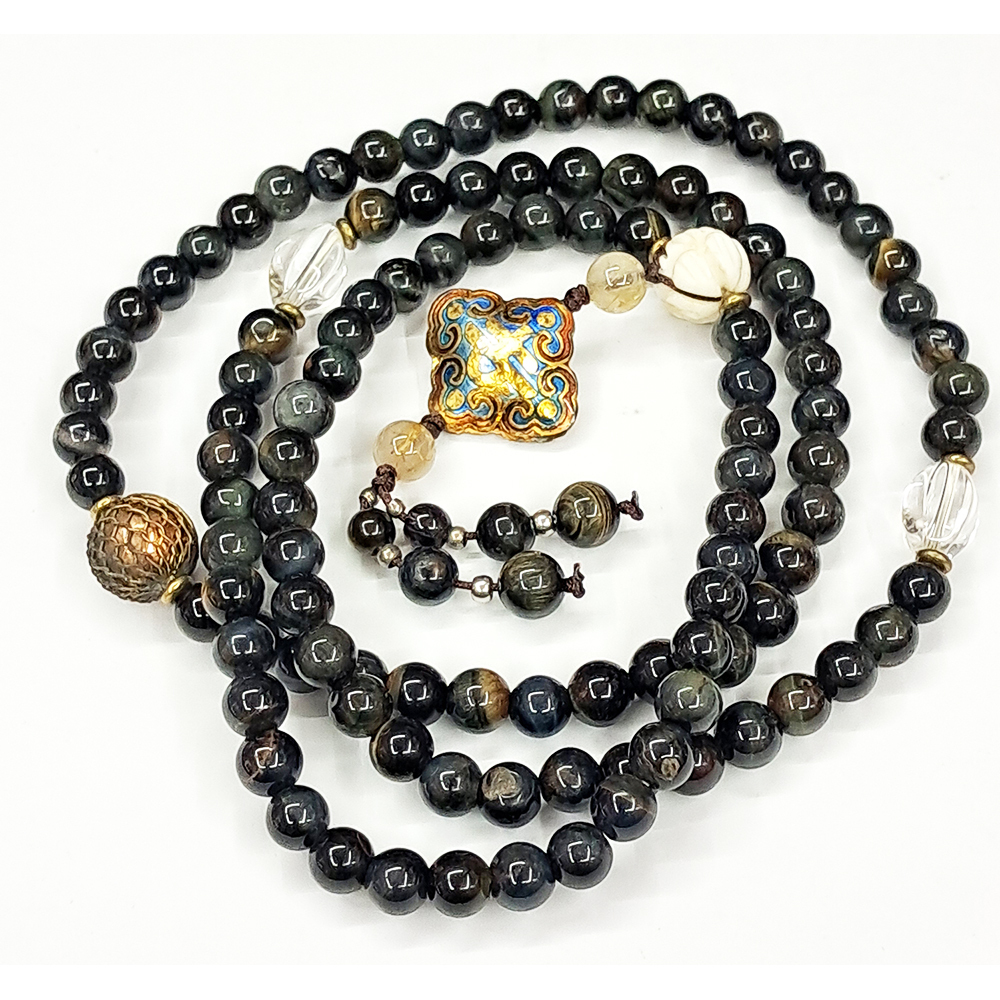 金如意{琺瑯}&藍虎眼108念珠6mm【十方】127337