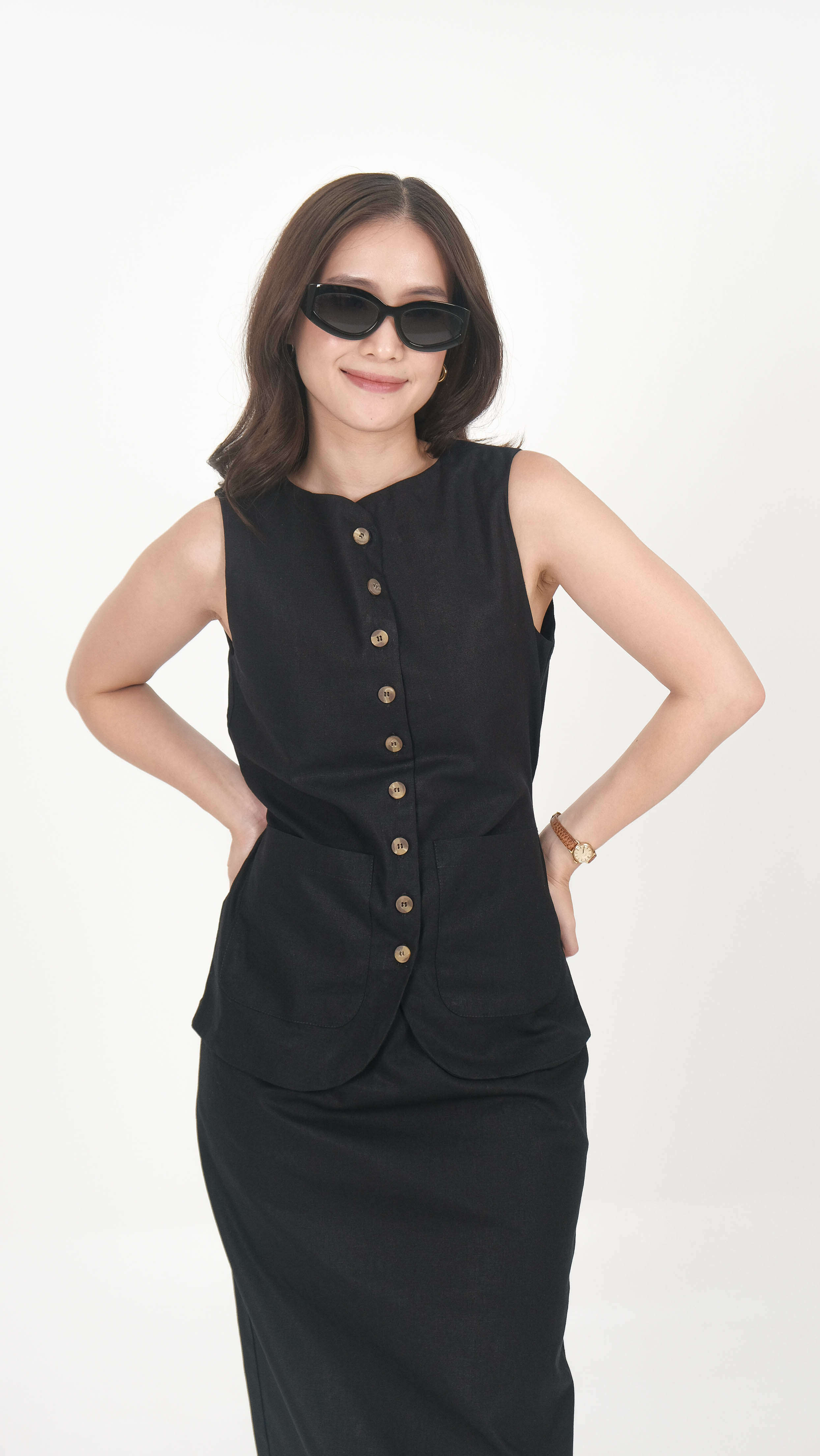 Ronnie Linen Top - Black (Special Release)
