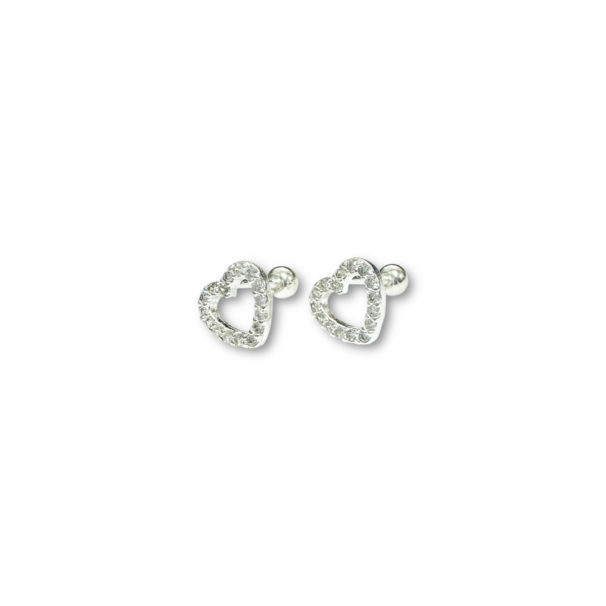 純銀鎖珠-線鋯大愛心框 (單支價)