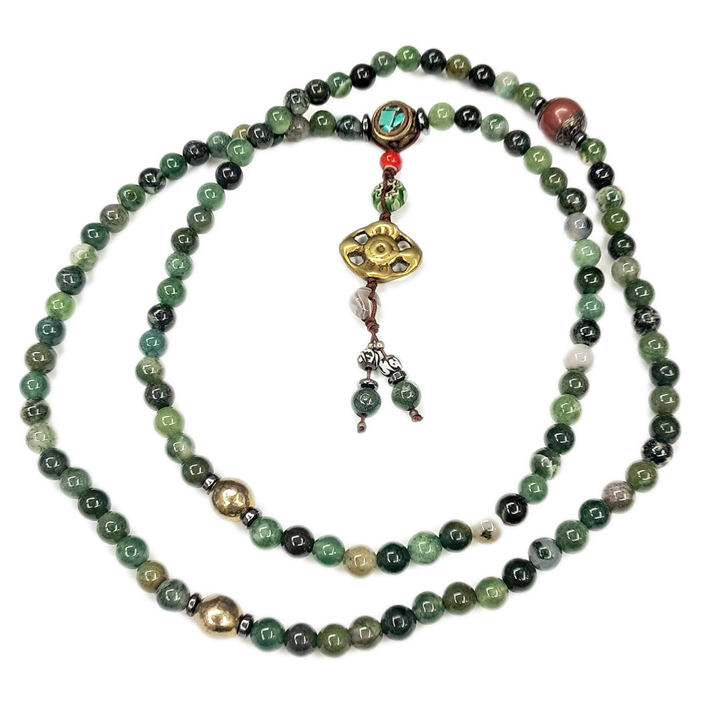 十字杵{銅}&印度瑪瑙108念珠6mm【十方】124530